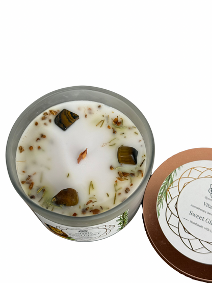 Gemstone scented candle Green Tree: Vitality - Sweet Ginger