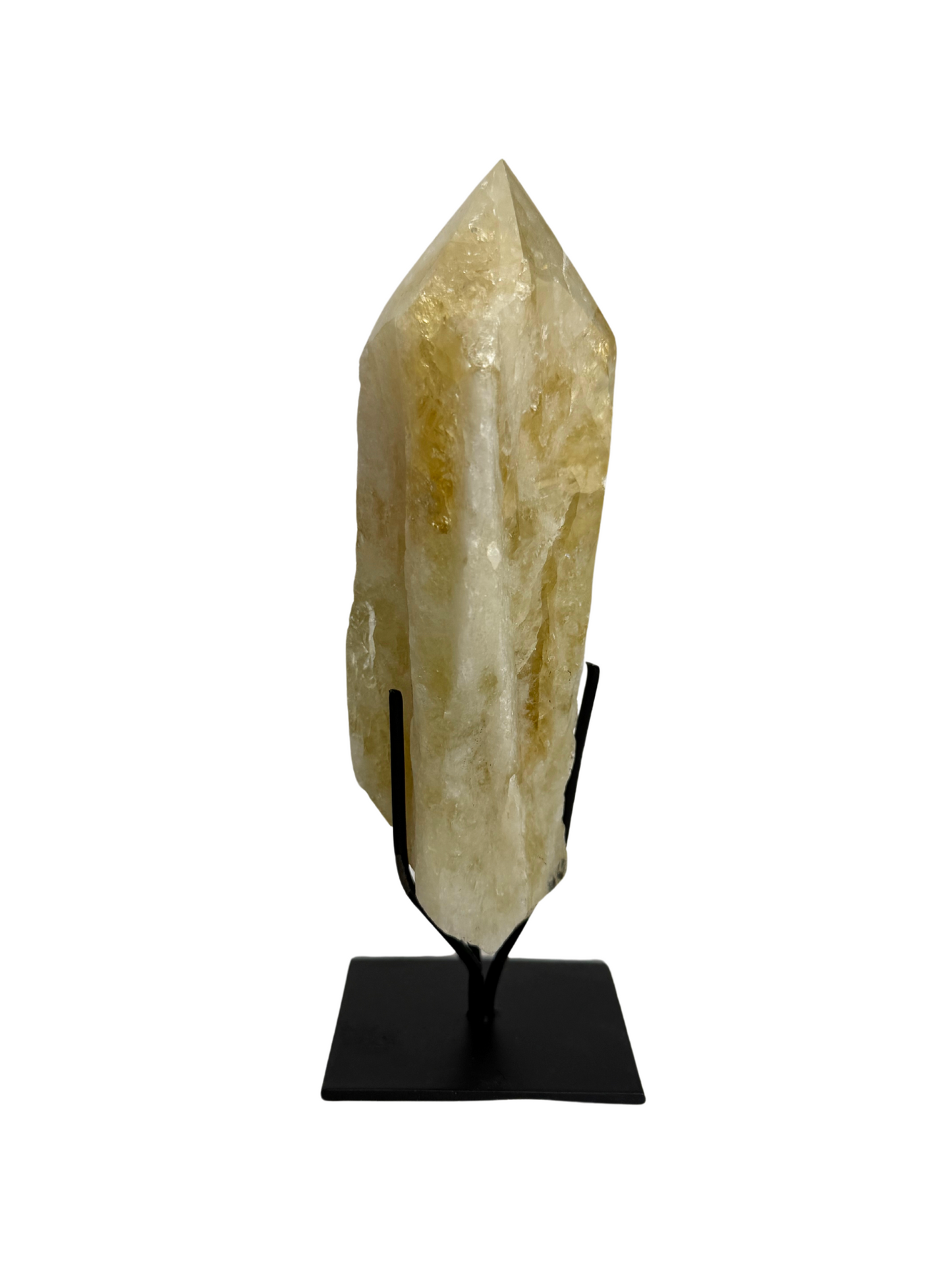 Burnt Amethyst point on stand 2
