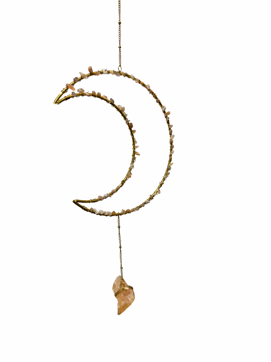 Edelsteen maan hanger Maansteen