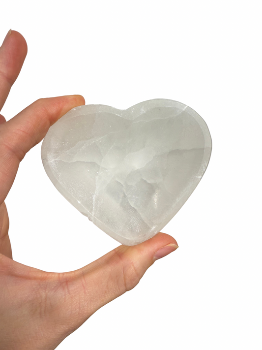 Selenite heart bowl