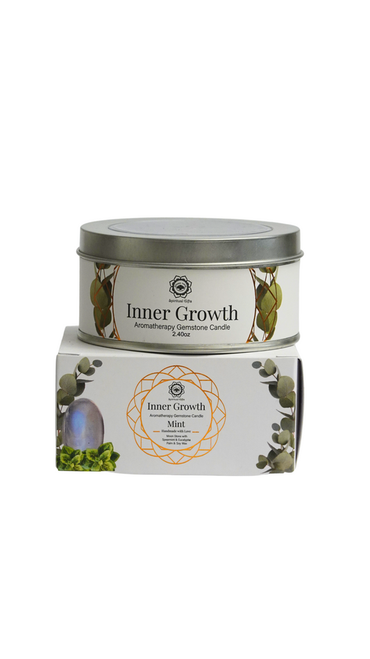 Edelstenen geurkaars Green Tree: Inner Growth - Mint