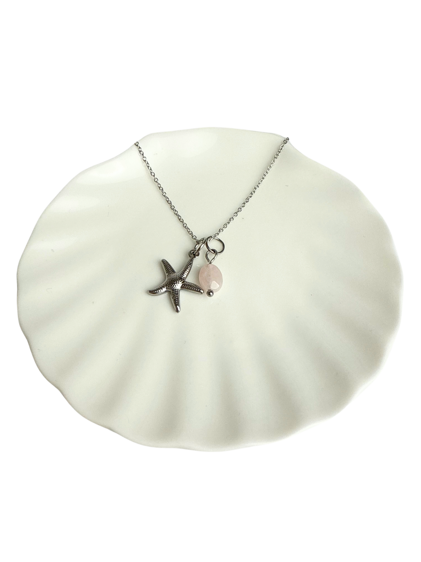 Evi necklace starfish + rose quartz