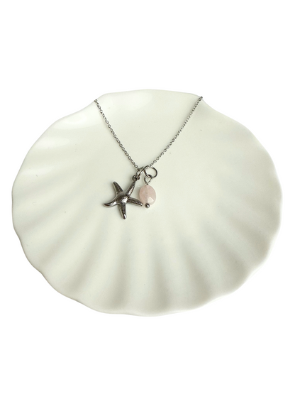 Evi necklace starfish + rose quartz