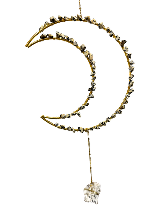 Edelsteen maan hanger Dalmatiër Jaspis